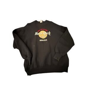 VTG Hard Rock Cafe Black Crewneck Jerzees Super Sweatshirt Size L
